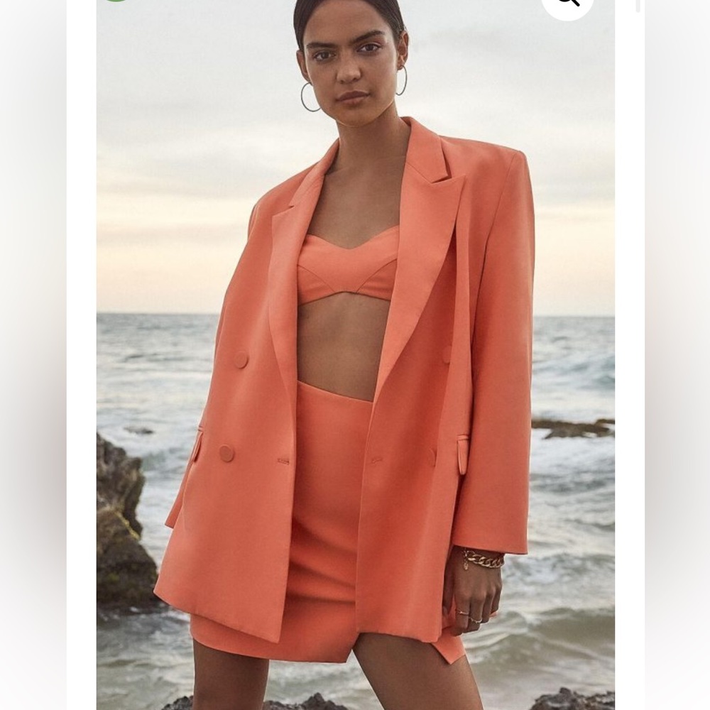 NWT Bardot SET Orange Fizz Oversized Blazer & Athena Mini Skirt Set M & S